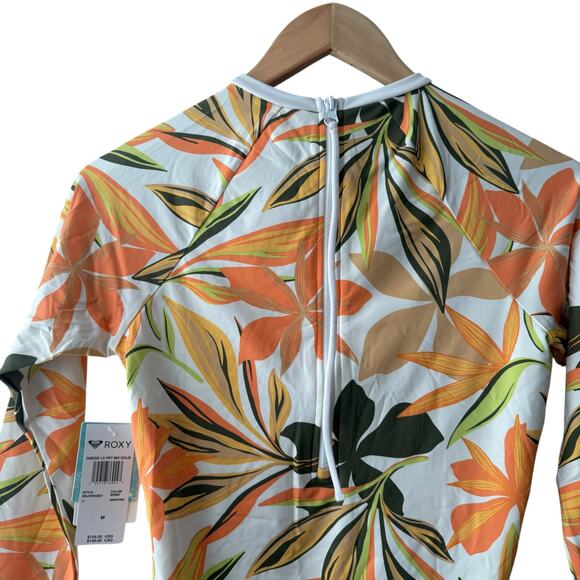 Roxy Long Sleeve UV Tropical Floral Print Bodysuit One Piece Swim Surf Rashguard - Picture 10 of 12